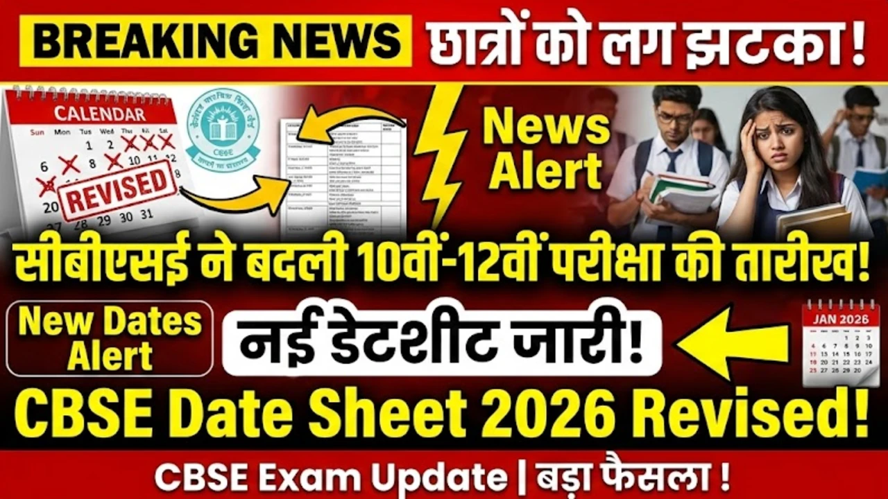 छात्रों को लगा झटका, सीबीएसई ने बदली 10वीं-12वीं परीक्षा की तारीख, नई डेटशीट जारी : CBSE Date Sheet 2026 Revised